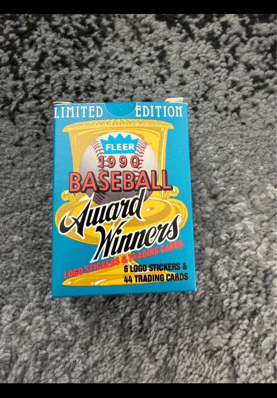 Limited 1990 Fleer Award Winners Complete Set 44 Trading Cards w/6 Logo Stickers
